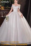 Fashion Classic Lace Applique Plus Size Wedding Dress Embroidery Plears 2023 New Style Sweet Bride Gown Vestidos De Noiva