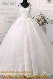 Novias Fashion Simple White Ivory Wedding Dresses Plus Size Diamond sequin Beading Lace Edge Train Dresses For Brides Gowns