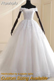Dress 2023 The Elegant Boat Neck Ball Gown Off The Shoulder Princess Luxury Lace Embroidery Wedding Dresses