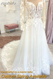 Plus Size Long Sleeves Wedding Dresses For Women Sexy V Neck A Line Bridal Dress Vestido De Novia vestido feminino