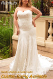 NICEB Exquisite Plus Size Wedding Dress Mermaid Strapless Sweetheart Open Back Bride Gowns Lace Applique Vestido De Noiva