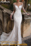 V-Neck Lace Appliques Wedding Dress For Bride Detachable Royal Train Button Decoration Illusion Back Vestido De Novia
