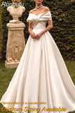 Sweetheart Neck A-Line Wedding Dresses Off the Shoulder Sleeveless Sweep Train Bridal Gowns