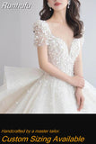 Luxury Wedding Dress Shining Sequins Princess Ball Gown With Sweep Train Vintage Bridal Dresses Vestido De Noiva