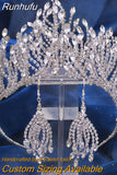 HP374 Golden Wedding Crown Crystal Bridal Tiara Women Headband Bride Hair Accessories Pageant Headdress Luxury Headwear