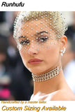 VA06 Birdcage Veil White Black Veil Face Veil Handband Bridal Veils with Crystal Blusher Veil Wedding Party Accesories
