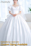 Princess Wedding Dress 2023 New Satin Simple Wedding Gown Shining Beading Slim Bridal Dress Plus Size Robe De Mariee