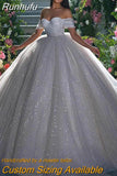 Princess Wedding Dress Ball Gowns Glitter Tulle Sweetheart Bride Dresses Robe De Mariee Off The Shoulder Wedding Gowns
