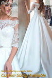 Half Sleeve Wedding Dresses Off The Shoulder Elegant Wedding Ball Gowns Lace Up Vestido De Novia Bride Dresses For Women