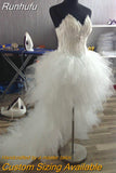 Dress Eleant Feather Strapless Lace Up Princess Luxury Front Short Back Long Wedding Dresses Plus Size