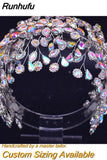 HP193P-C Trendy Bridal Hair Hoop Colorful Rhinestone Wedding Crown Handmade Bride Tiara Hair Accessories Woman Headband
