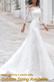 Long Sleeves Lace Wedding Dress For Women Brides Princess 2023 Sexy Boat Neck Mermaid Appliques Bridal Gown Custom Made