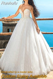 Luxury Sweetheart Collar Sleeveless Floral Appliques A-Line Wedding Dress For Bride Ball Gown Lace Up Boho Vestido De Novia