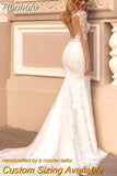 Detachable 2 In 1 Wedding Dress Embroidered Lace On Net With Train V-neck Sleeveless Vintage Bride Gowns Vestido De Novia