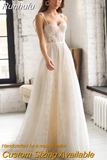 Spaghetti Straps Lace Appliques Boho Wedding Dress 2023 Corset Closure Elegant Sweetheart A-Line Bridal Gowns 925