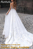V-Neck Lace Sleeveless Wedding Gowns Sexy Spaghetti Straps Appliques Backless Bride Dress For Bridal Vestido De Novia 2023
