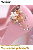 2pcs/lot Removable Bride High Heel Clip Rhinestone Wedding Shoes Buckle Women Decoration Pearls Floral Bead Shoe Clips