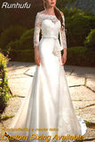 Long Sleeves Lace Mermaid Wedding Dress For Bride Satin Bridal Gowns Elegant Plus Size Custom Made Vestido De Novia 2023
