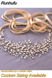 SH237-G Golden Bridal Belt with Rhinestone Fashion Bead Belt Thin Sash Belt Western Belts Wedding Applique Sash Belt
