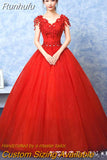 Wedding Dress The Red V-neck Ball Gown Vintage Wedding Dresses Lace Embroidery Vestido De Noiva