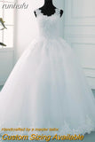 Video Spaghetti Straps White Ivory Tulle Bridal Ball Gown For Wedding Dresses New Luxury Pearls Marriage Customer Made