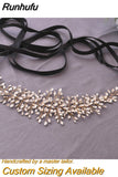 SH237-G Golden Bridal Belt with Rhinestone Fashion Bead Belt Thin Sash Belt Western Belts Wedding Applique Sash Belt