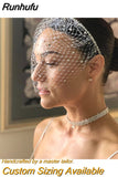 VA06 Birdcage Veil White Black Veil Face Veil Handband Bridal Veils with Crystal Blusher Veil Wedding Party Accesories