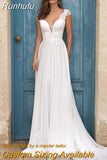 V-Neck Chiffon Wedding Dress Lace Cap Sleeve Open Back Sweep Train Bridal Gowns For Women Custom Made Vestido De Novia