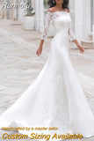 Long Sleeves Lace Wedding Dress For Women Brides Princess 2023 Sexy Boat Neck Mermaid Appliques Bridal Gown Custom Made