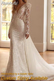 Detachable 2 In 1 Wedding Dress Embroidered Lace On Net With Train O-neck Sleeveless Vintage Bride Gowns Vestido De Novia