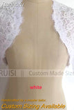 Elegant Simple Shares of Women's 3/4 Long Sleeve White Lace Shoulders Cropped Bolero Wedding Jacket 2023 Bridal Wraps
