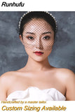 VA06 Birdcage Veil White Black Veil Face Veil Handband Bridal Veils with Crystal Blusher Veil Wedding Party Accesories