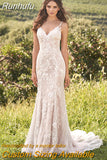 Lace Appliques Mermaid Wedding Dresses V- Neck Sleeveless Sweep Train Bridal Gowns Vestidos De Novia Custom Made