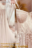 Sexy Beach Wedding Dress Spaghett Straps 2023 Robe Mariee Vintage Lace Boheme Wedding Dresses Backless Beaded