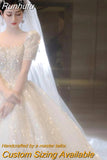 Sleeve Beading Wedding Dress 2023 New Luxury Big Train Bride Dresses Tuller Ball Gown Wedding Dresses Vestido De Noiva