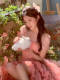 Cute Ball Gown Off The Shoulder Pink Lace Short Homecoming Dress Summer Pink Hoco Dresses Cocktail Dress For Senior Teens HZ1214