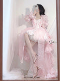 Pretty Ball Gown Short Spaghetti Straps Pink Homecoming Dress Summer Hoco Dresses Cocktail Dress For Senior Teens HZ1214
