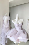 Pretty Ball Gown Short Lilac Tulle Homecoming Dress Summer Hoco Dresses Cocktail Dress For Senior Teens HZ1214
