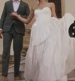 Simple Wedding Dress Ball Gown Strapless Satin White Long Wedding Dresses Bridal Gowns HZ1214