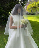 Pretty Wedding Dress Ball Gown Satin White Long Wedding Dresses Bridal Gowns HZ1214