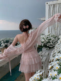 Cute A line Pink Chiffon Summer Short Homecoming Dress Hoco Dress Mini 18th Birthday Outfit Cocktail Dresses HZ1214