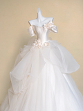 Modest Wedding Dress Ball Gown Off The Shoulder White Satin Long Wedding Dresses Brides Dress Bridal Gowns HZ1214