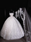 Rustic Wedding Dress Ball Gown Strapless White Lace Long Wedding Dresses Bridal Gowns HZ1214