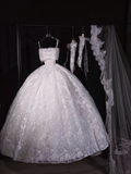 Rustic Wedding Dress Ball Gown Strapless White Lace Long Wedding Dresses Bridal Gowns HZ1214