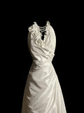 Vintage Wedding Dress A line Halter White Satin Long Wedding Dresses Bridal Gowns HZ1214