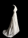 Vintage Wedding Dress A line Halter White Satin Long Wedding Dresses Bridal Gowns HZ1214