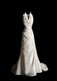 Vintage Wedding Dress A line Halter White Satin Long Wedding Dresses Bridal Gowns HZ1214