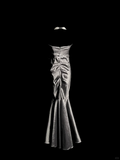 Vintage Mermaid Spaghetti Straps Satin Gray Long Evening Party Gowns Evening Formal Dresses Prom Dress HZ1214