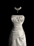 Vintage Wedding Dress A line Strapless White Satin Long Wedding Dresses Retro 1970s Bridal Gowns HZ1214