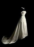 Vintage Wedding Dress A line Strapless White Satin Long Wedding Dresses Retro 1970s Bridal Gowns HZ1214